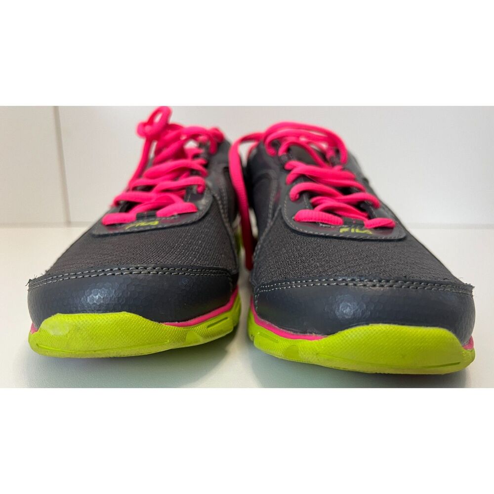 Fila Prompt running trainers in grey/lime green/hot pink. Size 9.5 (W), 8.0 (M). - Picture 2 of 8